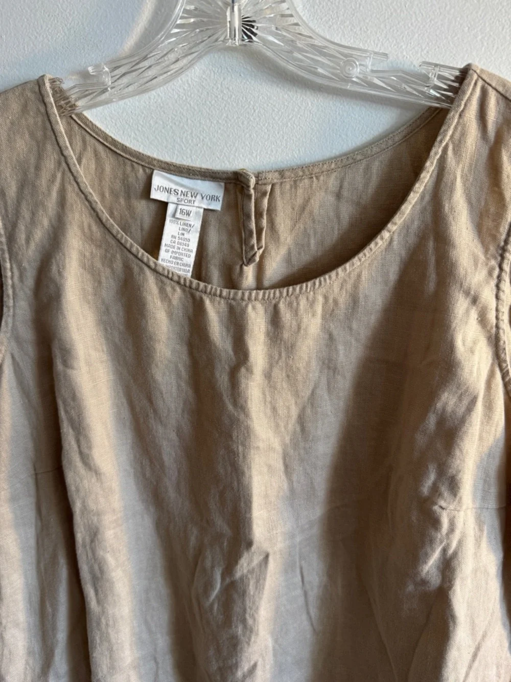 Jones New York Sleeveless Linen-Blend Tank Top - Beige